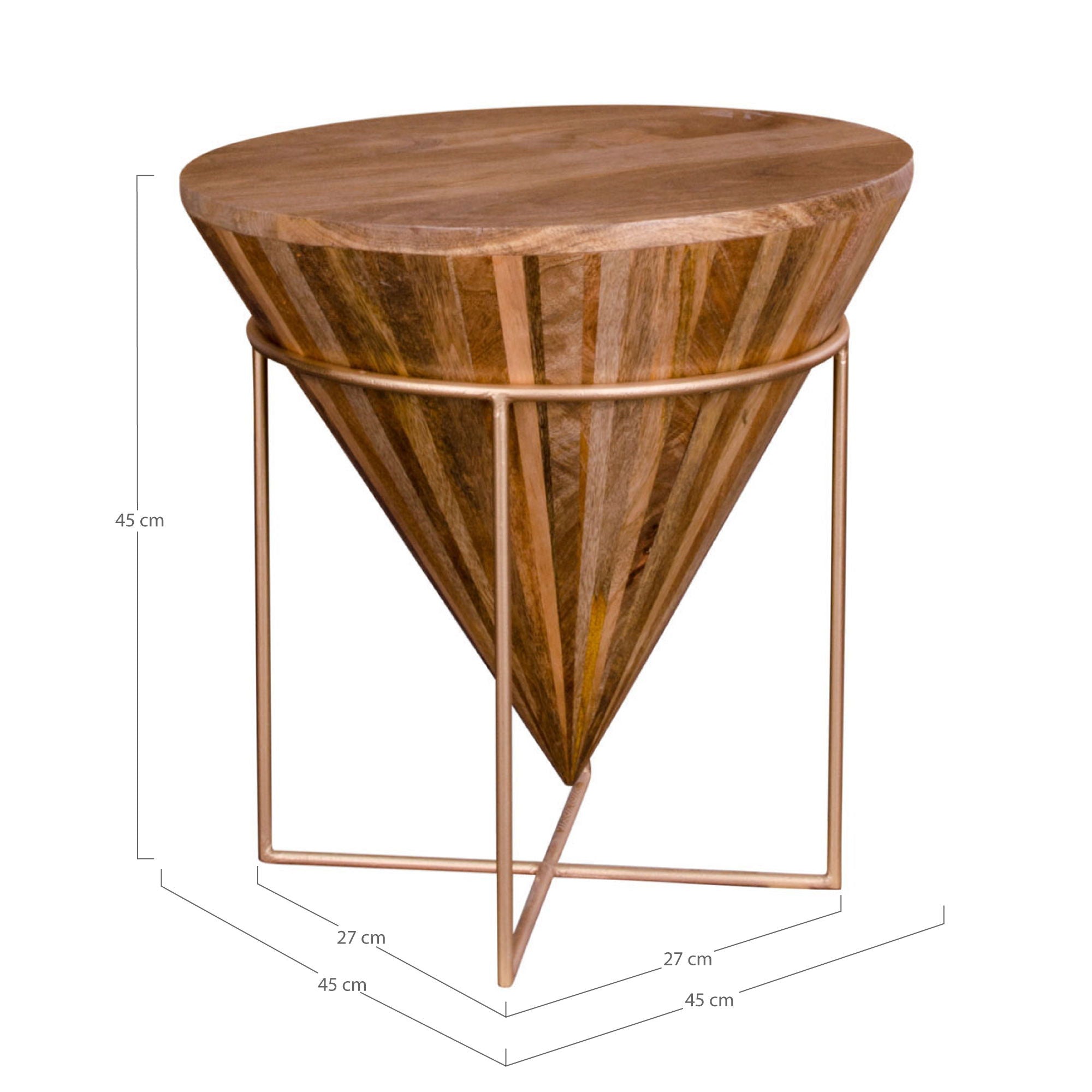 Hapur – Couchtisch aus Mangoholz und Stahl, natur, Ø40x43 cm